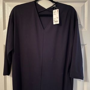 💙NWT UNIQLO Japan Navy Blue Modern Midi Dress Size Medium M - New with Tags💙